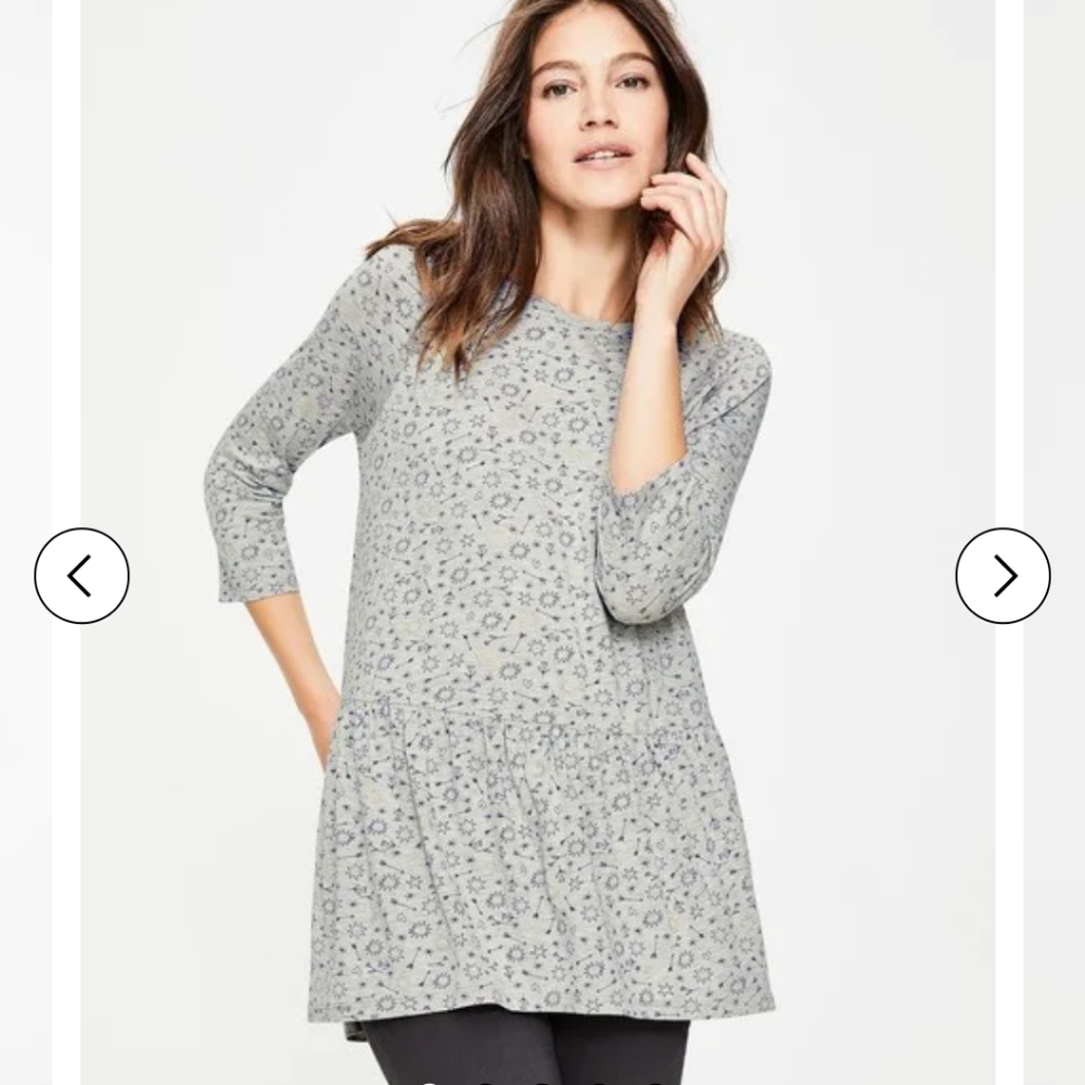 Boden Katrina Jersey Top Grey Marl Star Doodle Sma